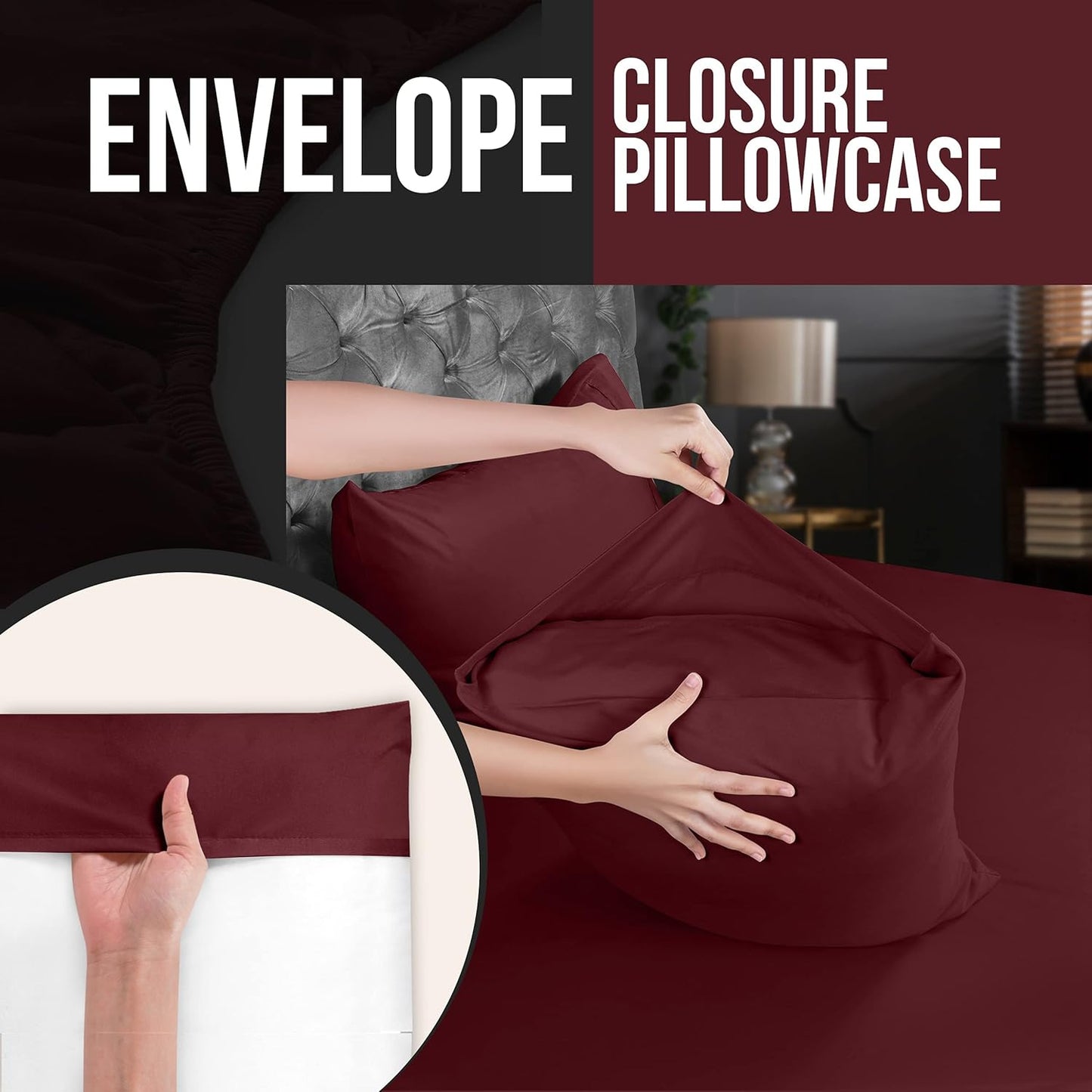 Utopia Bedding King Pillow Cases - 4 Pack - Soft Brushed Microfiber - Fade Resistant 20 X 40 Inches (Burgundy)