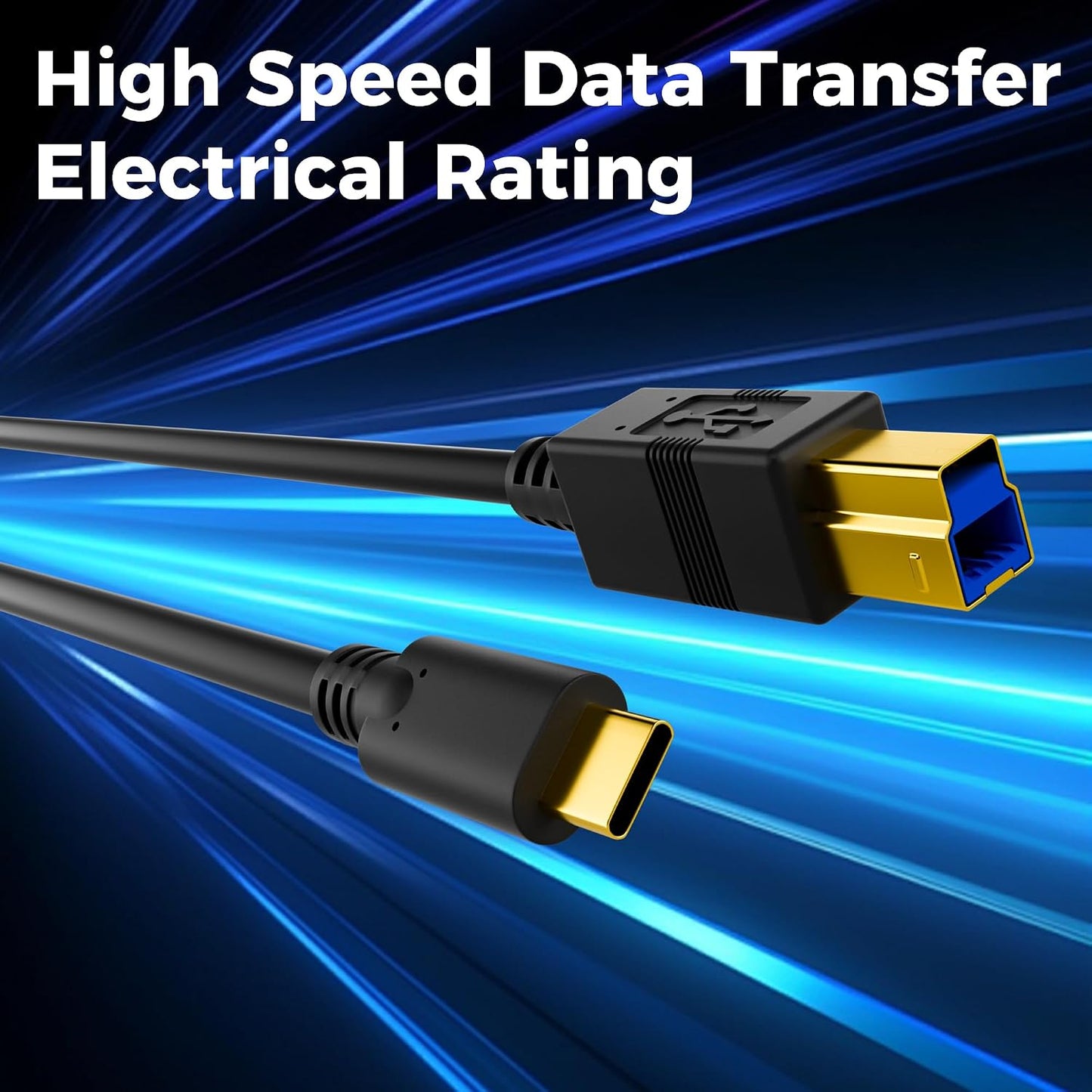 3.0 4 3.0 USB C to B Cable FT, USB-C-Male to USB B-Male Cable, Gold-Plated Connectors, Compatible with Docking Station