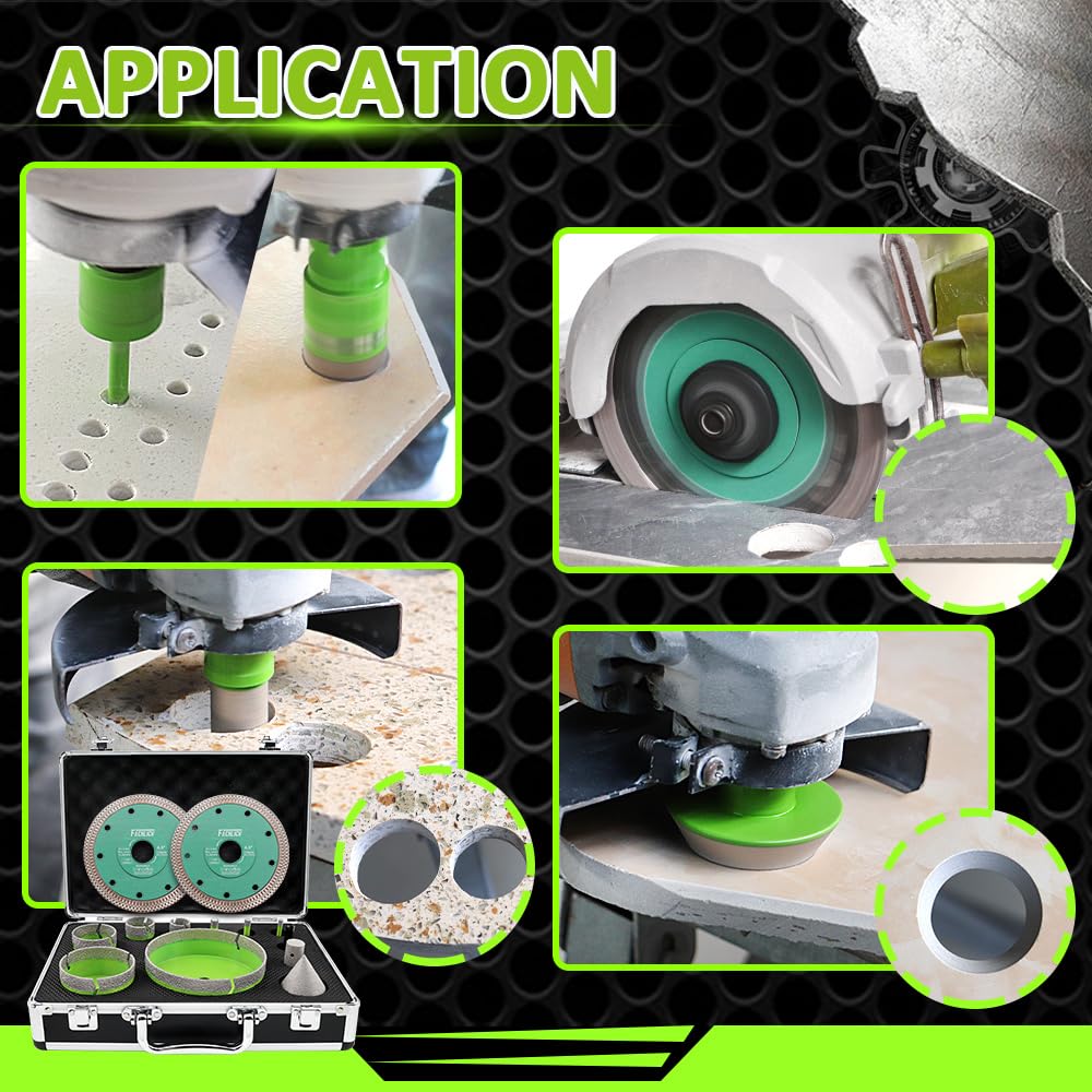 Tile Hole Saw Kit Diamond - (6/8/10/25/35/50/75/127mm Drill Bits+Finger Bit+Chamfer Bit+Adapter+Tile Blade) Diamond Hole Saw Kit for Porcelain Ceramic Marble Brick Granite,5/8"-11 Thread