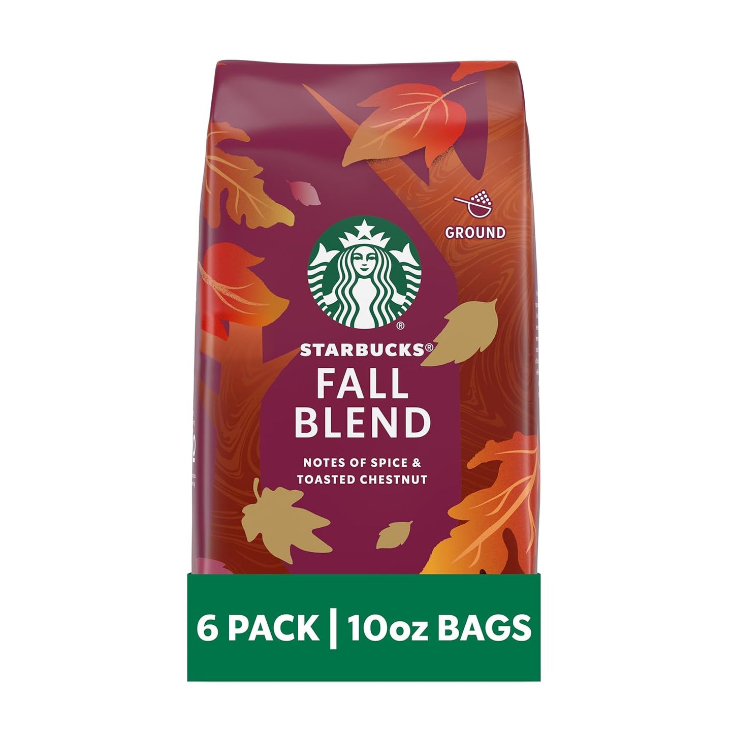 Starbucks Ground Coffee - Medium Roast Fall Blend | 100% Arabica, Limited Edition, 6 Bags (10 Oz Each)