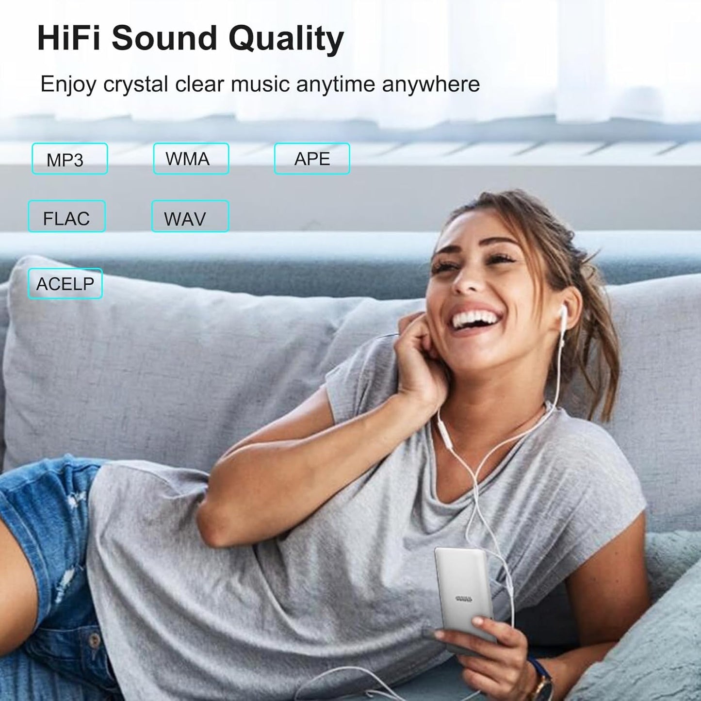 Wodgreat MP3 5.0, 1.8 inch 128GB(White, 32GB) Player with Bluetooth Screen Portable Music Player with HD Speaker, HiFi