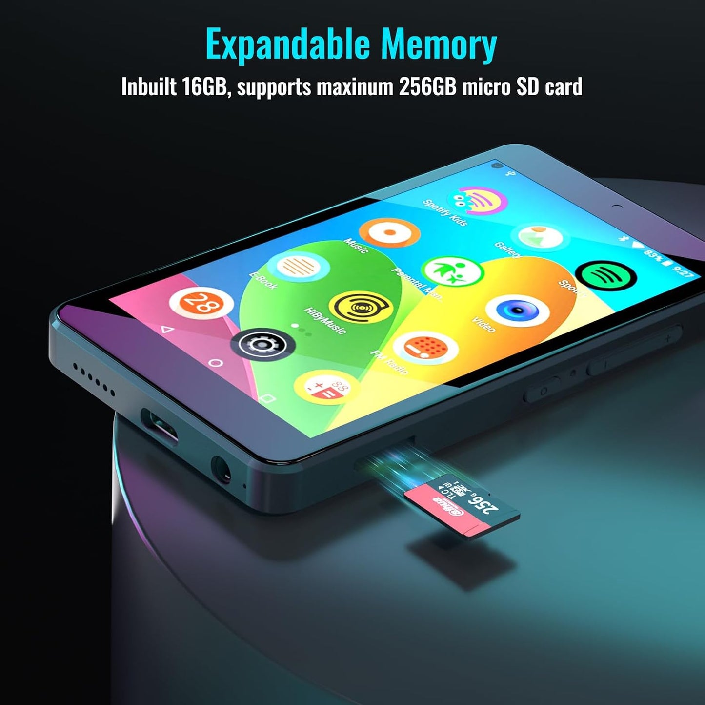 Luoran MP3 4.0" MP4 256GB Kids Player with Parental Controls, Spotify Kids, Spotify, Audible, Amazon Music, IPS Music