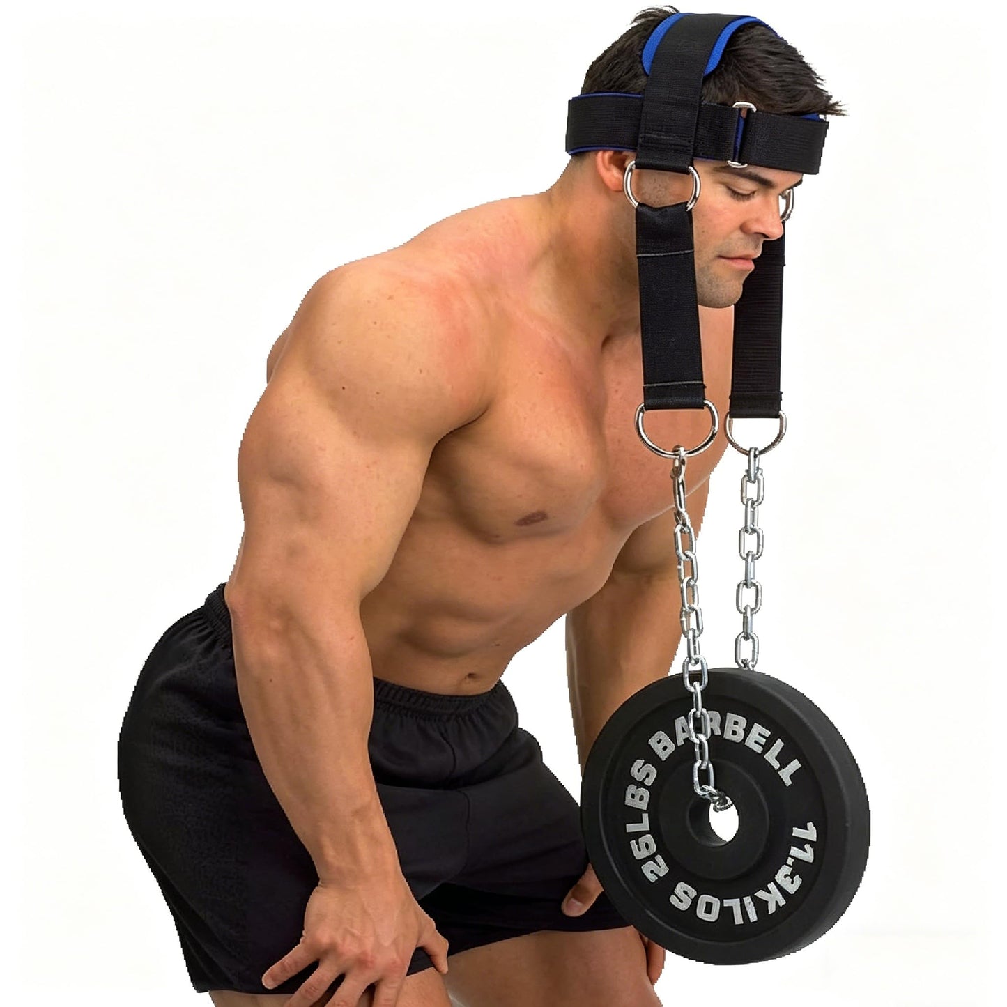 Fitness Neck Head Harness Neck Training Weight Lifting Strength Trainer With Adjustable Long Steel Chain and Strap Improve Muscle Strength Neck Exerciser