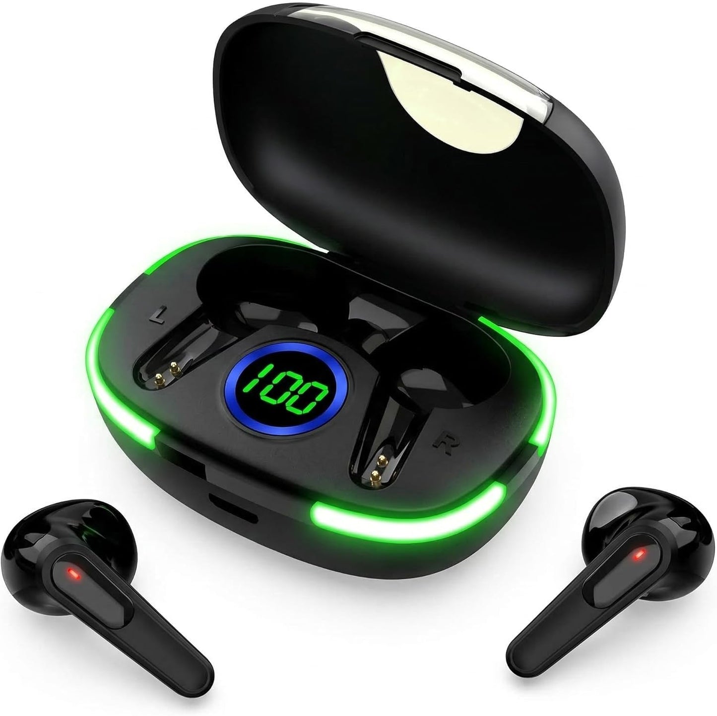 BSWLMDD 5.3, 20-Hour Wireless Bluetooth Earbuds, Bluetooth Battery Life, Hi-Fi Stereo Sound, LED Digital Display