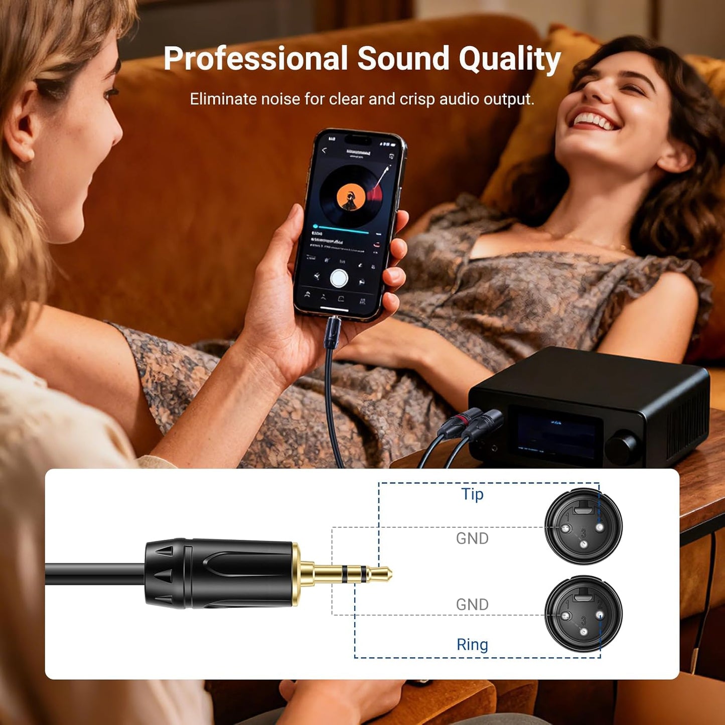 3.5mm 1/8 Inch 10ft MP3 MS024 NEEWER TRS AUX to Dual XLR Breakout Cable, Male to Male Audio Cord Adapter Connector