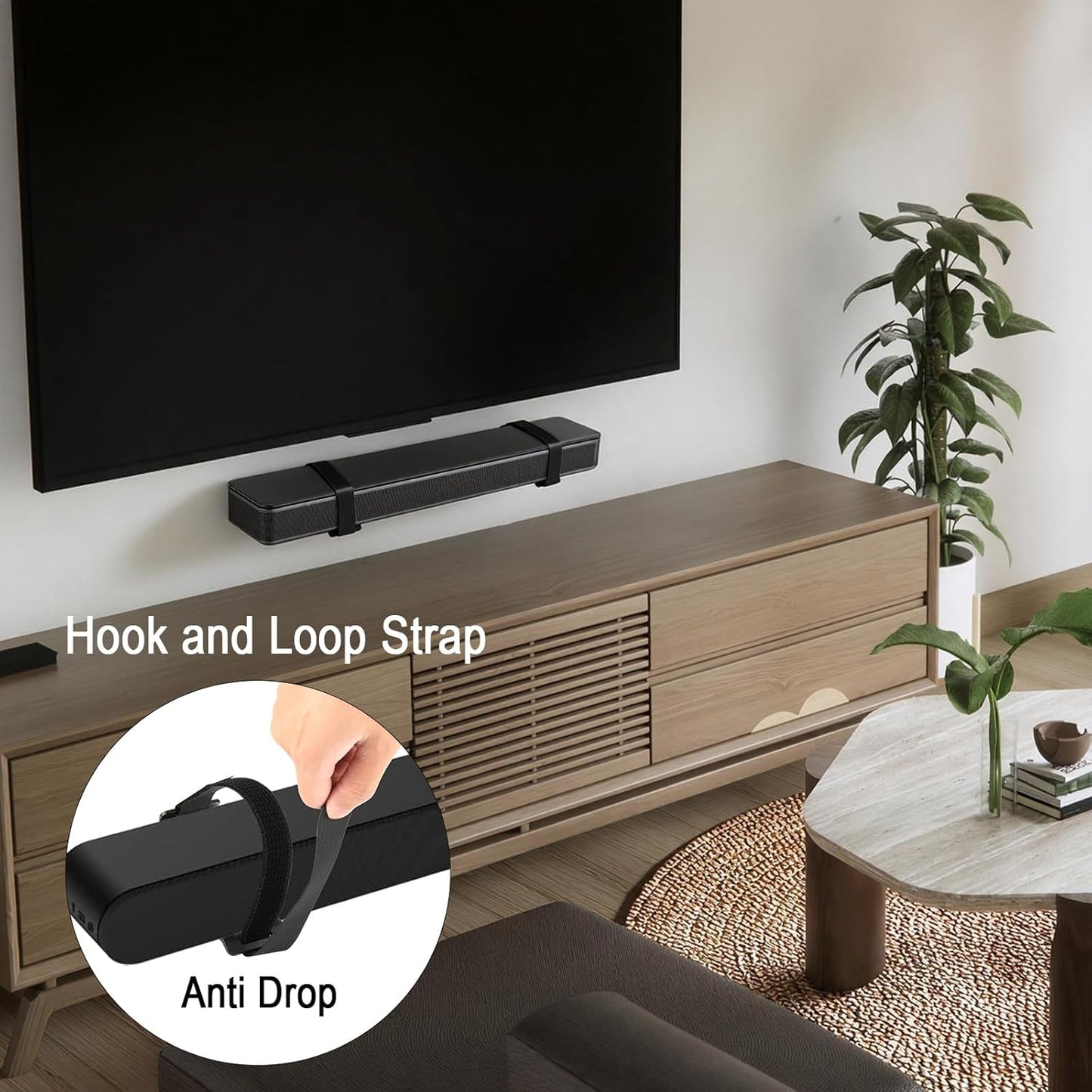 TXEsign Soundbar Wall Mount for JBL, Bose, Samsung, Vizio, Sony Sound bar with Hook and Loop Straps Metal Sound Bar