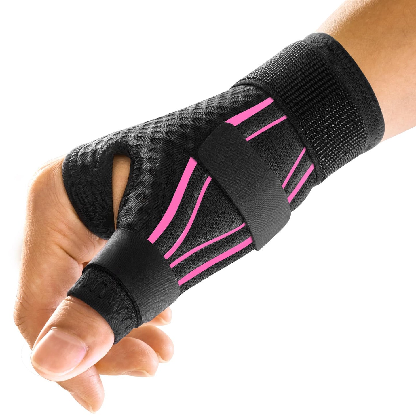 FREETOO Ergonomical Thumb Brace Right Hand or Left Hand for Arthritis Pain and Support, Thumb Splint for Trigger Thumb, Thumb Support for De Quervains Tenosynovitis, Fits Palm 7.5''-8.5'' S/M Pink