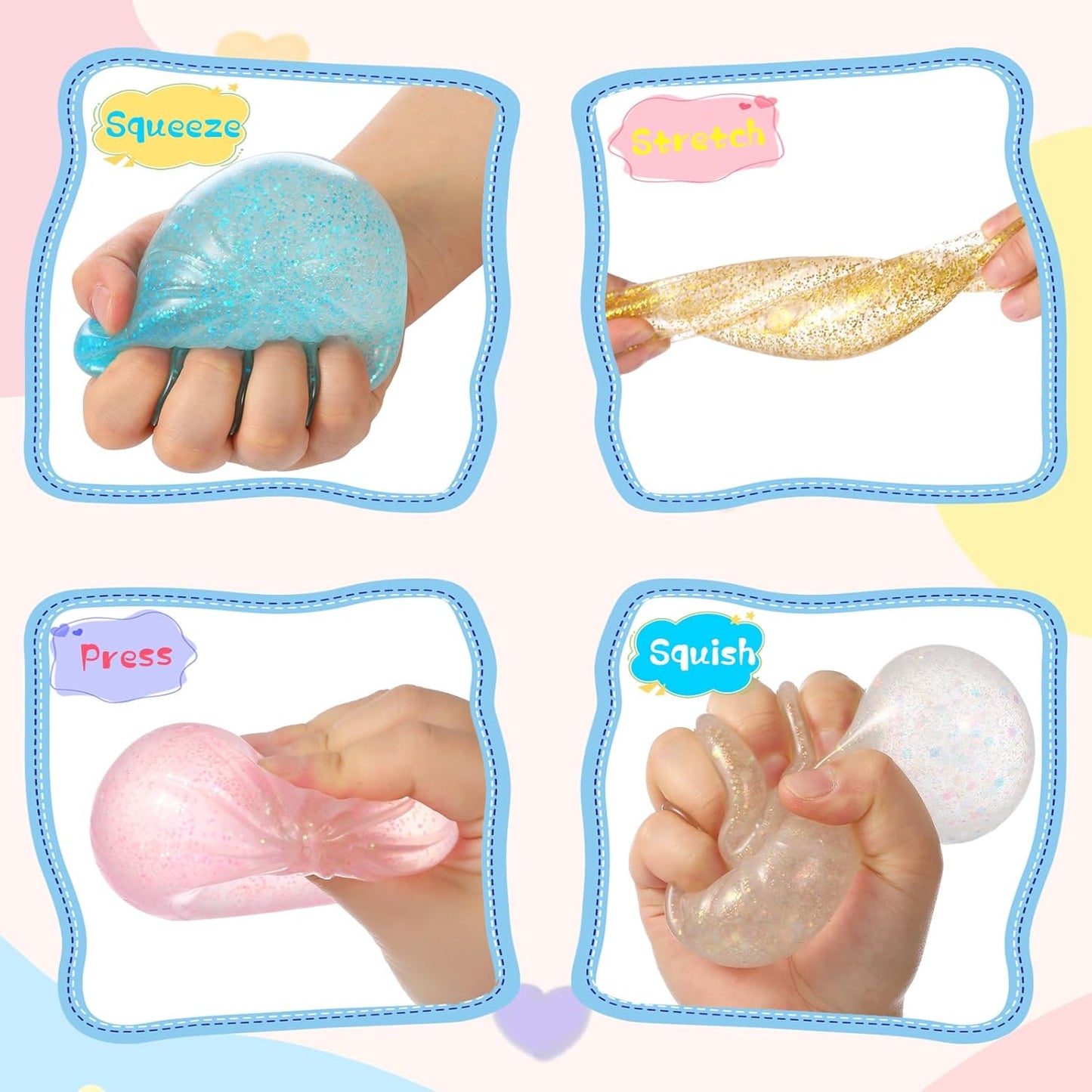 Skiennix Glitter Dumpling Squishy | Viral Stress Relief Fidget Toy - Mystery Box (Clear)