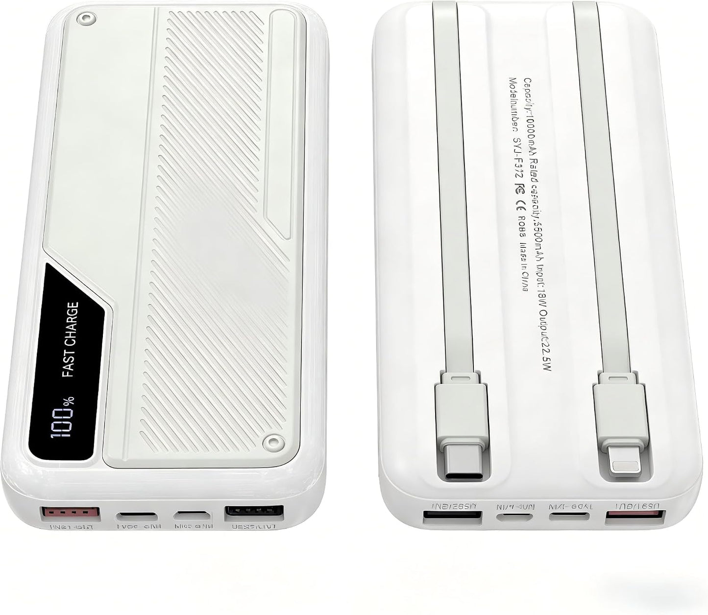 10000mAh 5500mAh) Power Bank (Rated with Dual Built-in USB-C Cables, Slightly Heavy Design and No Fast-Charging Support