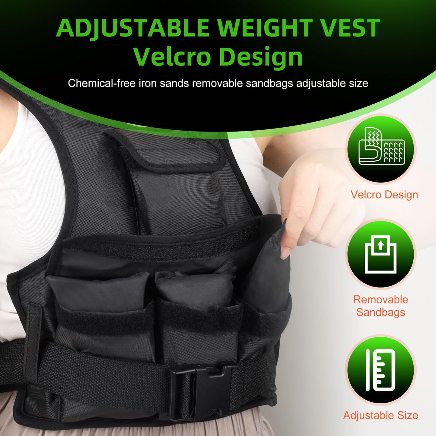 Adjustable Weighted Vest for Women, Customizable 0-18 lbs Strength Training Vest with 10 Removable Sandbag, Breathable Design, Reflective Safety Strips & Multi-Purpose Pockets for Running, Hiking, and Fitness