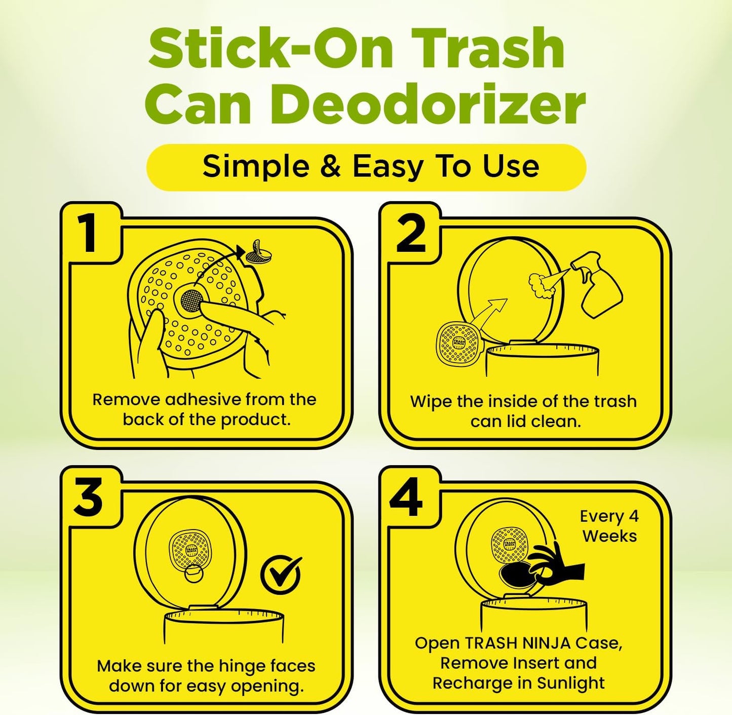 Trash Ninja Odor Eliminator - Long-Lasting Citrus Scent Deodorizer with Activated Charcoal | Perfect for Garbage Cans, Fridges, and Bathrooms