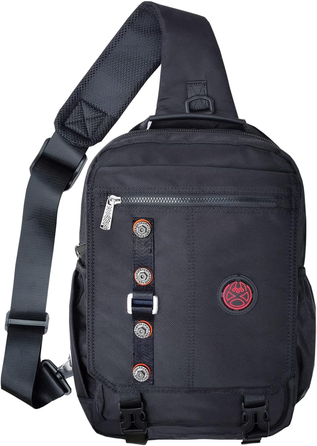 Backpack Large Sling Bag Laptop Cross Body Messenger Bag Shoulder Travel Rucksack (C- Black)