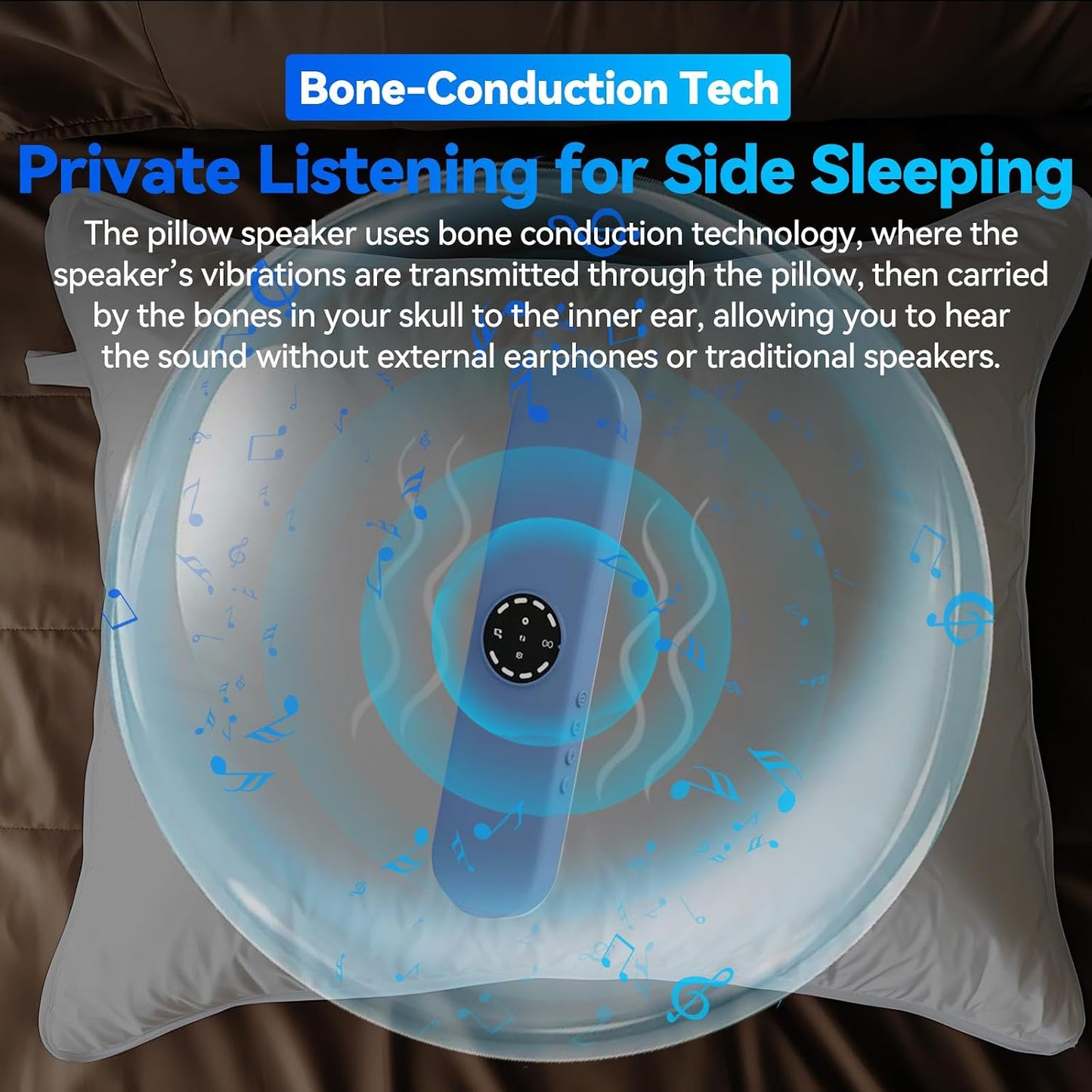 35 300mAh Bluetooth Pillow Speaker for Sleep - Bone Conduction Sleep Speaker Under Pillow with Built-in White Noise