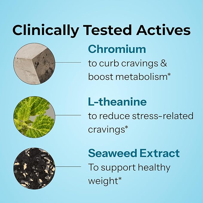 HUM Counter Cravings Chromium Supplements with L Theanine, Seaweed Extract & Forskolin to Help Support Appetite, Cravings, and Routines, Gluten Free, Caffeine Free Formula, 60 Vegan Capsules