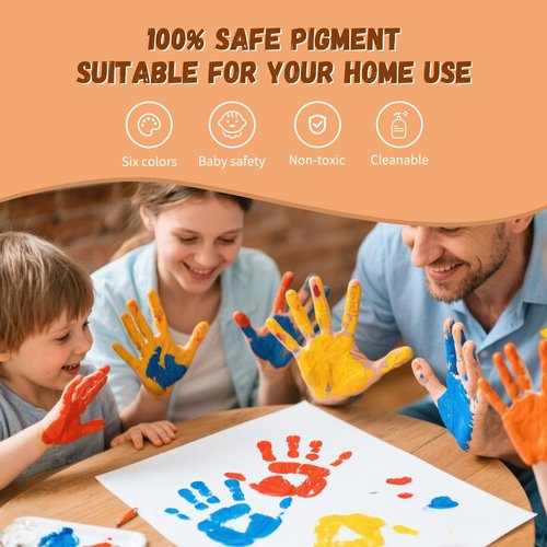 Family Handprint & Hand Casting Kit – DIY Craft Keepsake with Wooden Frame, Non-Toxic Paints, Baby Footprin Kit – Perfect Gifts for Grandparents, New Parents & Families (White, 4 Transparent Sheets)