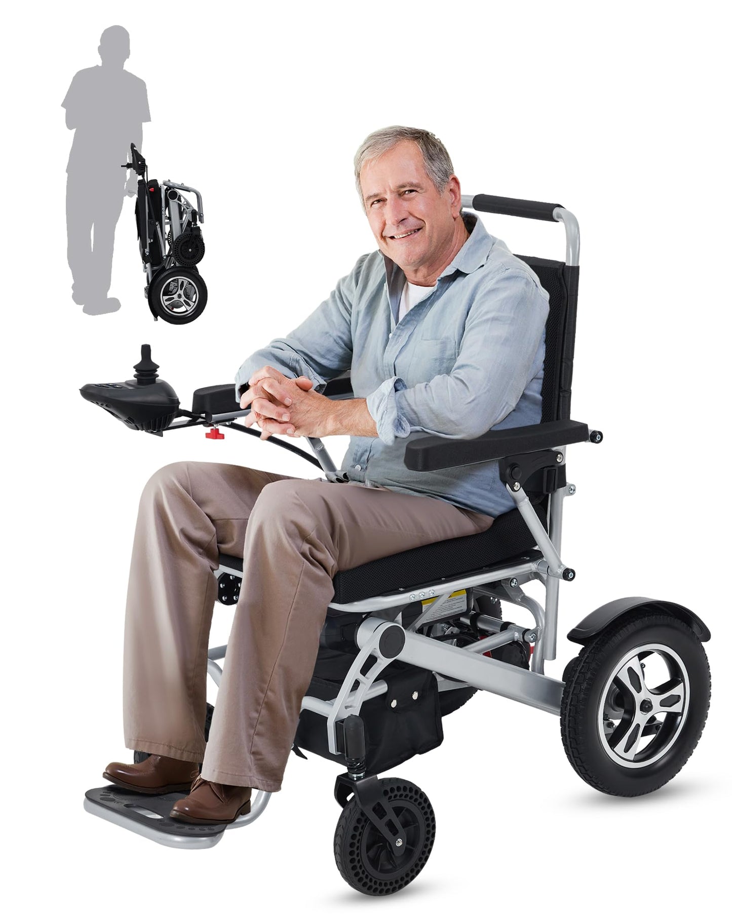 GarveeLife Electric Wheelchair for Adults, 30 Mile Range & Foldable, 330 LB Capacity, 2X 12Ah 24V Battery, Lightweight All Terrain Mobility Chair, Airline Approved