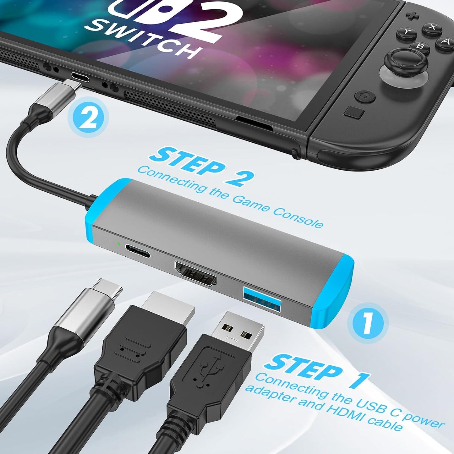 LA NREUCETS 2,USB 4K@60Hz 3.0 2/Switch/Switch USB C to HDMI Adapter for Switch C Docking Station with HDMI Port/Type-C