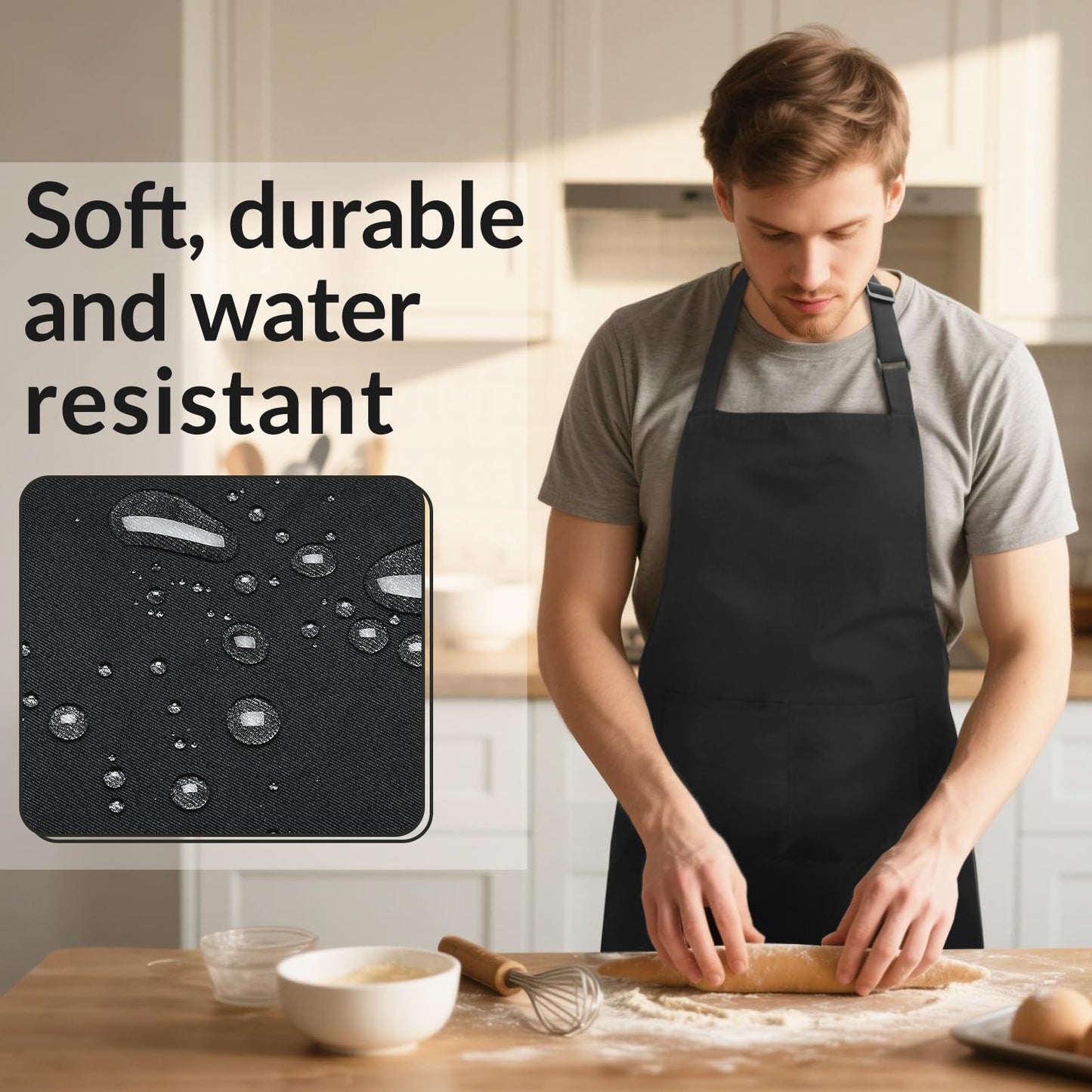 Cardkiss Large Chef Apron for Men and Women, Water Oil Repellent Cooking Kitchen Aprons with 2 Large Pockets