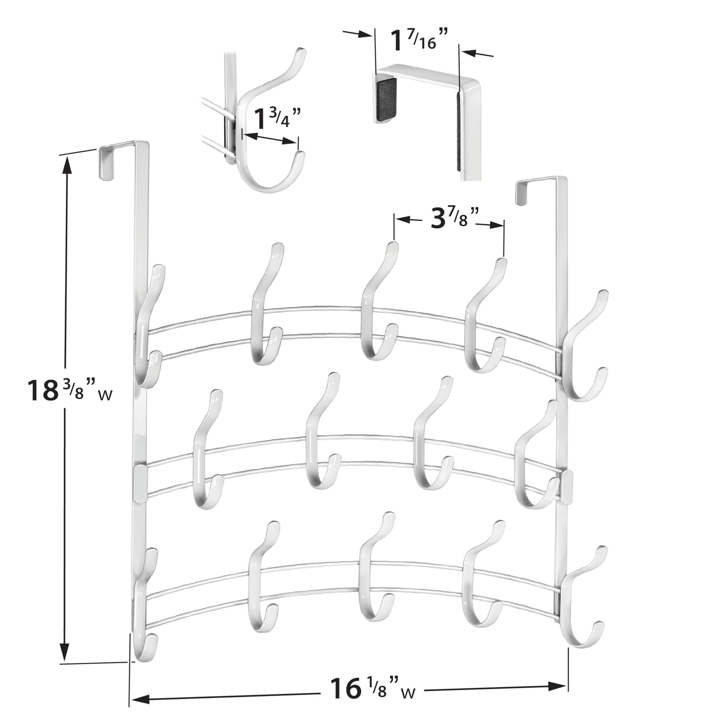 LYNK Professional® Home™ Over the Door Hooks - 28 Hook – Over the Door Coat Rack - Over the Door Hanger - Hanging Towels or Clothes - Bathroom, Bedroom, Laundry Room - Lifetime Ltd. Warranty, White
