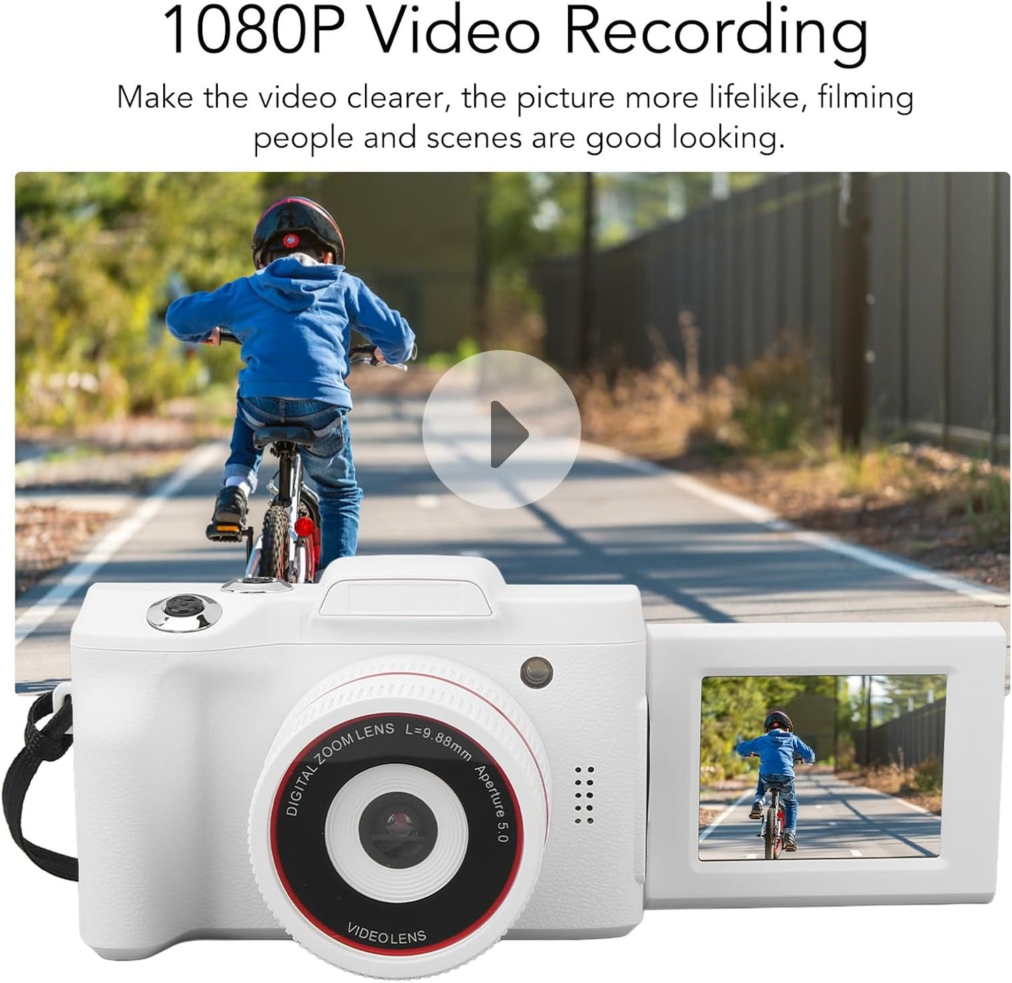 2.4 Inch 1080P 16MP 16X Bewinner Digital Camera HD Display, Vlogging Camera with Digital Zoom Auto Focus, Multi Axes