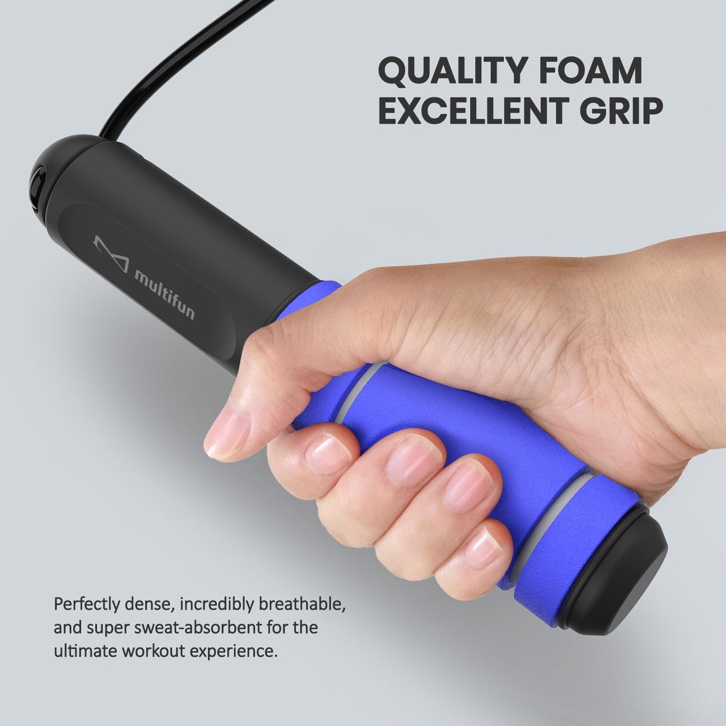 Jump Rope, multifun Speed Skipping Rope with Calorie Counter, Adjustable Digital Counting Jump Rope with Ball Bearings and Alarm Reminder for Fitness, Crossfit, Exercise, Workout, Boxing, MMA, Gym (Blue)