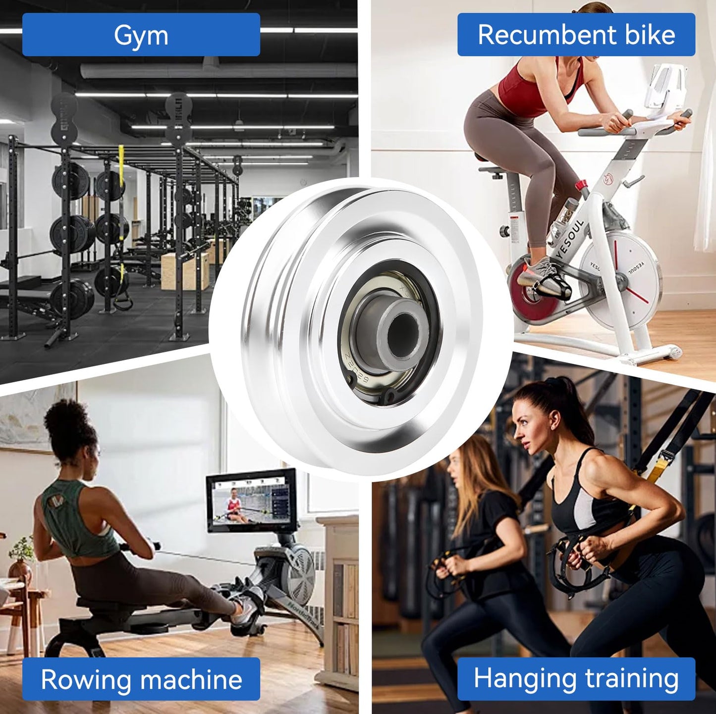 Jwthee Aluminum Pulleys for Cable Machine, 2 PCS Pulley Wheel Universal Bearing Wheel for Home Gym Exercise Machine Attachments (70mm)