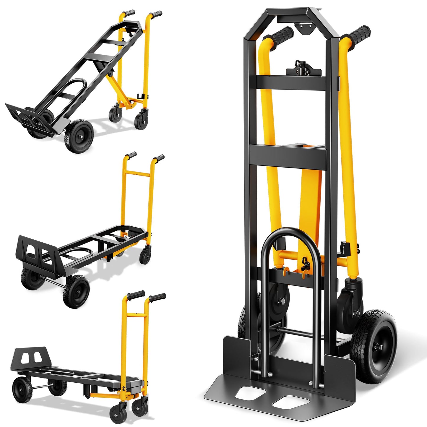 LDHTHOPI 4 in 1 Convertible Hand Truck Dolly, 850Lbs Heavy Duty Folding Hand Truck Dolly Cart with Wheels, Non-Slip Handle for Moving Home, Shopping, Office, Warehouse