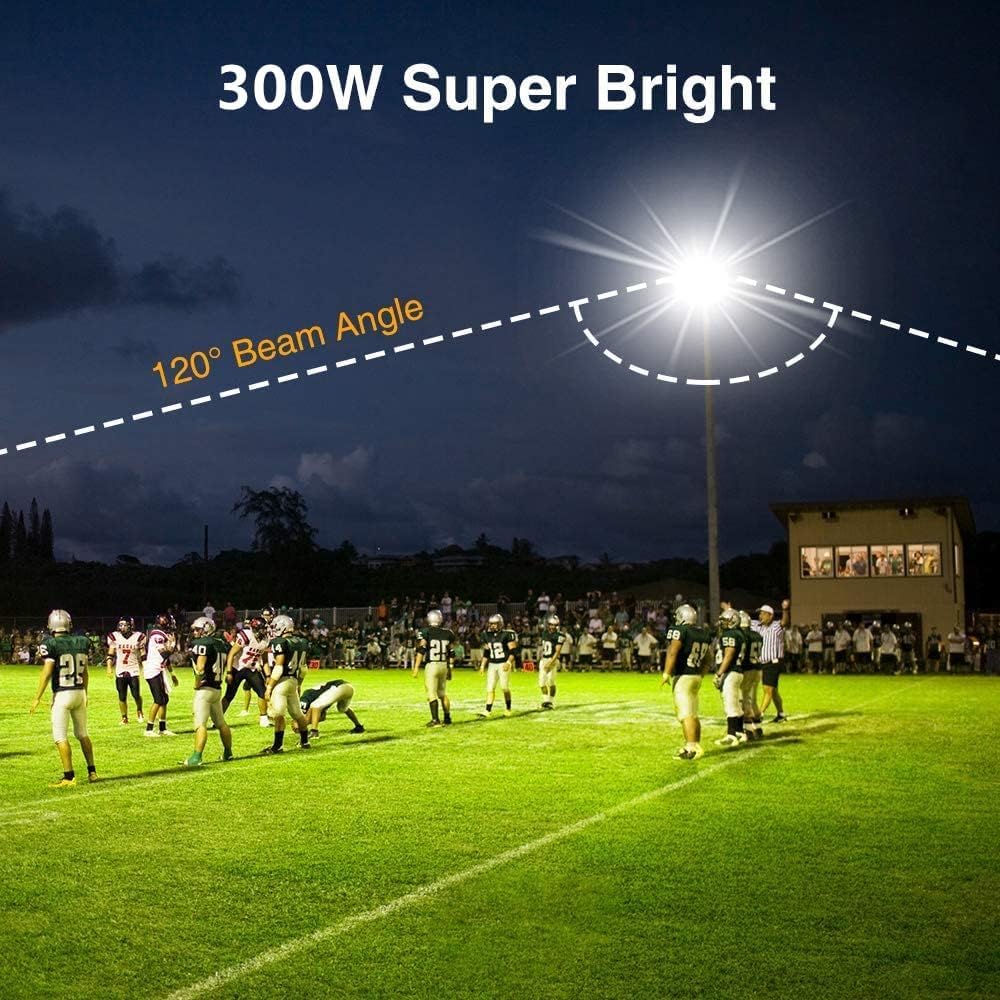 XYCN 3 pack 300W LED Flood Light,Super Bright Daylight (2000W Equivalent)42,500LM 5000K IP66 Waterproof Security Outdoor LED Arena Lights Commercial Lighting Floodlight for Backyard|Court|Stadium|Yard