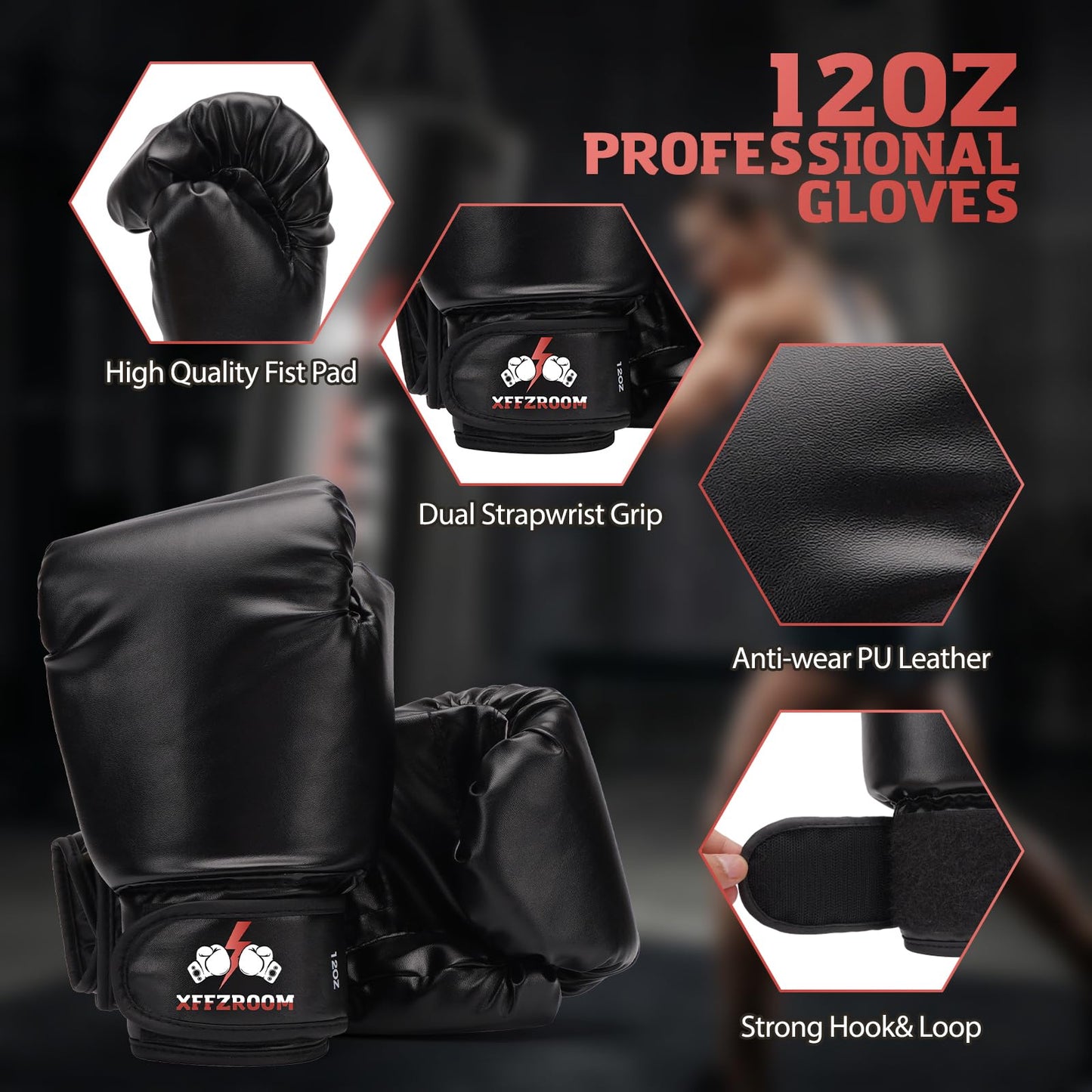 Punching Bag for Adults, 4FT PU Heavy Boxing Bags with Chain Ceiling Hook, Hanging Punching Bag Set for MMA Karate Kickboxing Muay Thai Home Gym Training, Unfilled