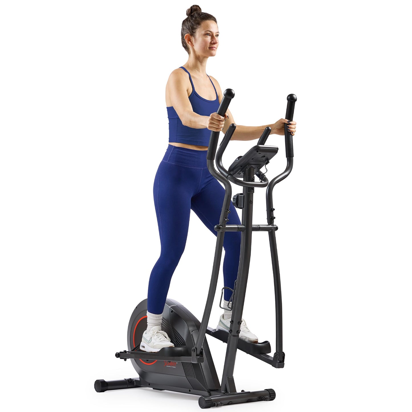 Sunny Health & Fitness Smart Elliptical Machine w/300LB Capacity & Pulse Sensor Built-in, 12" Stride Equipment for Home Cardio Exercise & Magnetic Cross-Training, Free SunnyFit App Bluetooth Connect