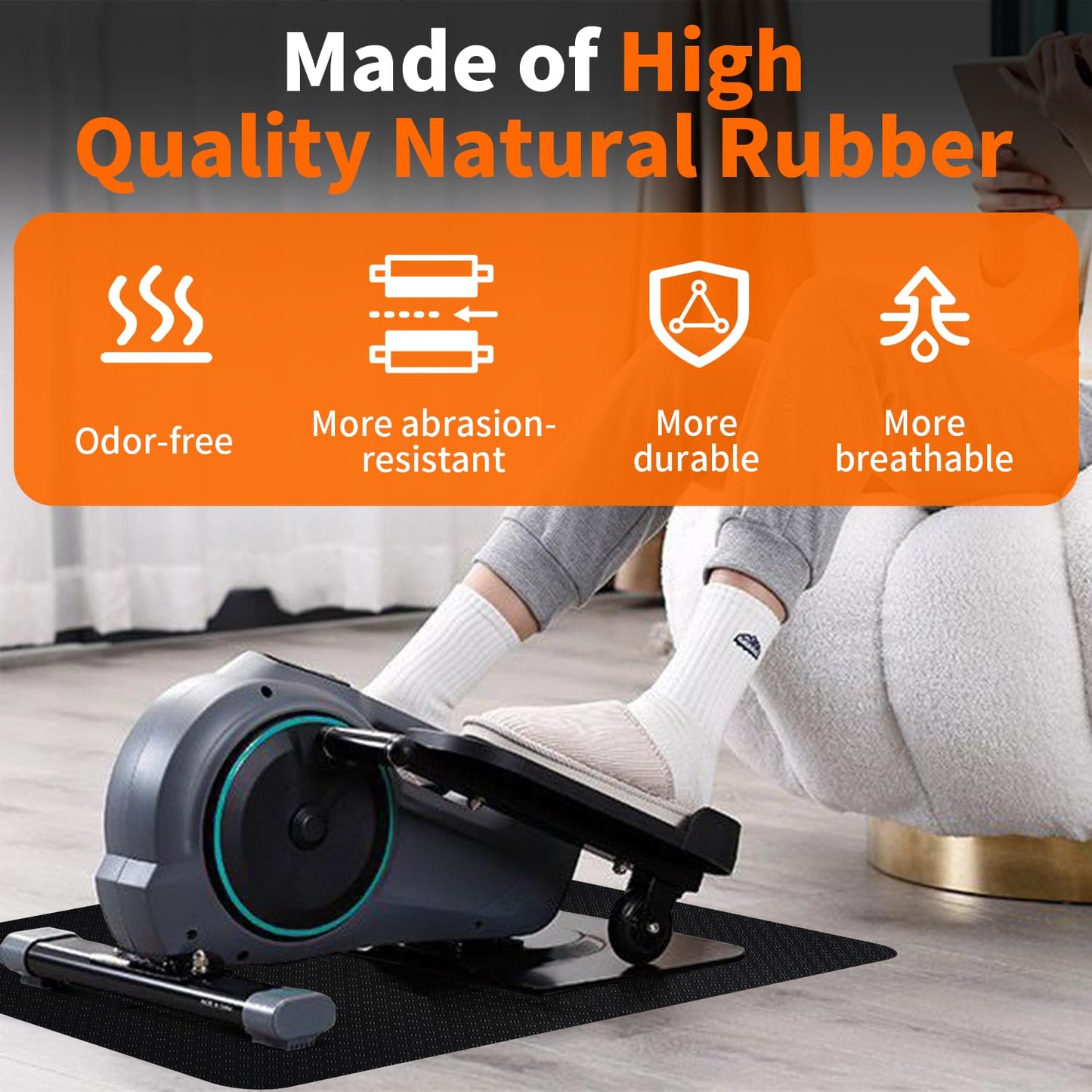 Double-Sided Non-Slip Workout Mat for Elliptical Machine, 23.6" x 17" Stepper Mat for Under Desk Ellipticals & Pedal Exercisers, Stability & Floor Protection, Vibration Plate Mat Compatible