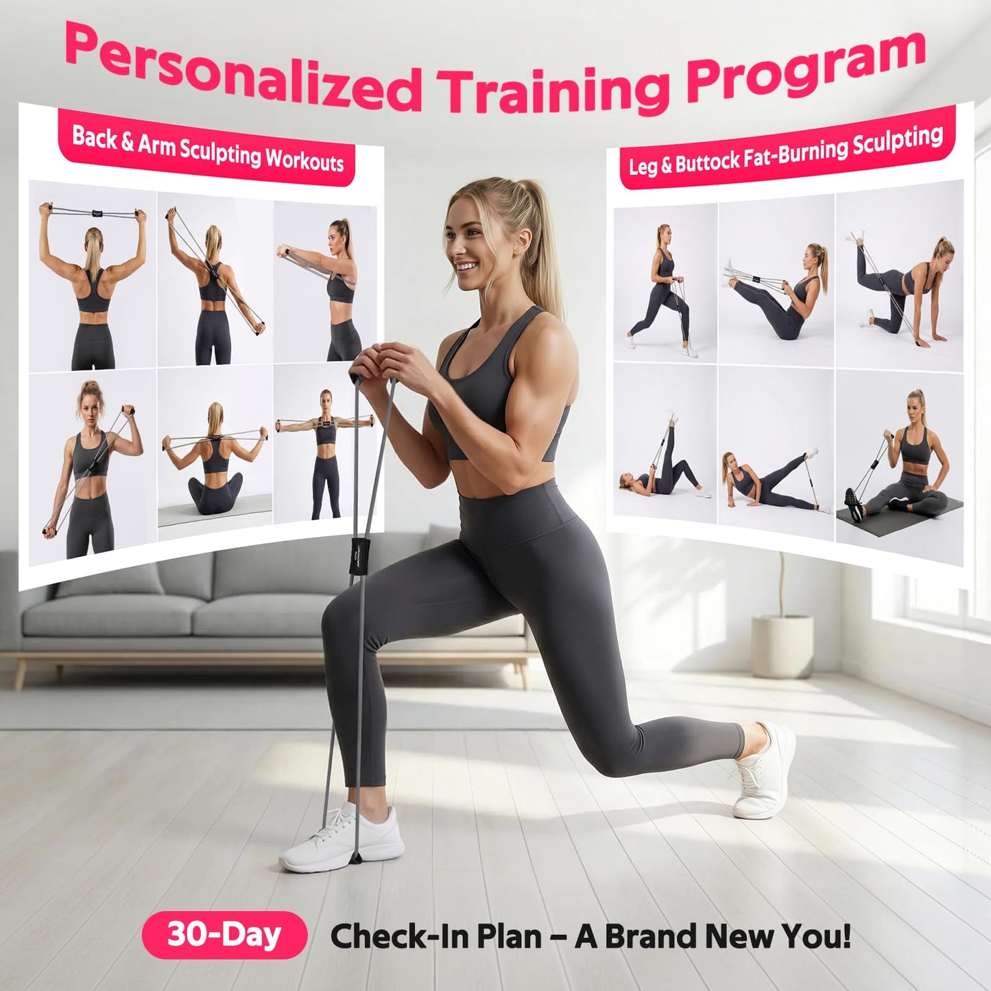Resistance Bands, Figure 8 Fitness Exercise Bands with Handles - 8 Shaped Resistance Bands of 3 for Arm and Shoulder Stretch, Rope 8 Word Elastic for Women and Men