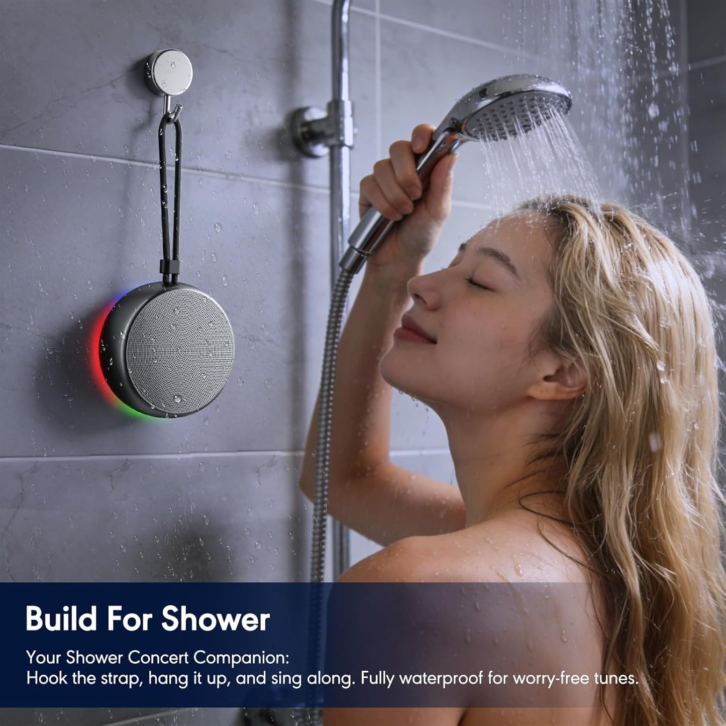 SMILEBOP IP67 5.4, Shower Speaker Bluetooth Waterproof, Waterproof Portable Wireless Speaker with Metal Body, Bluetooth