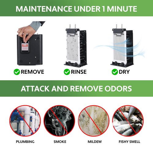 Alpine 125W 70,000 mg/h Ozone Generator Air Ionizer Ozone Odor Eliminator for Home and Kitchen, Commercial Ozone Machine Odor Removal Air Purifier for Office, Cars, & Rooms