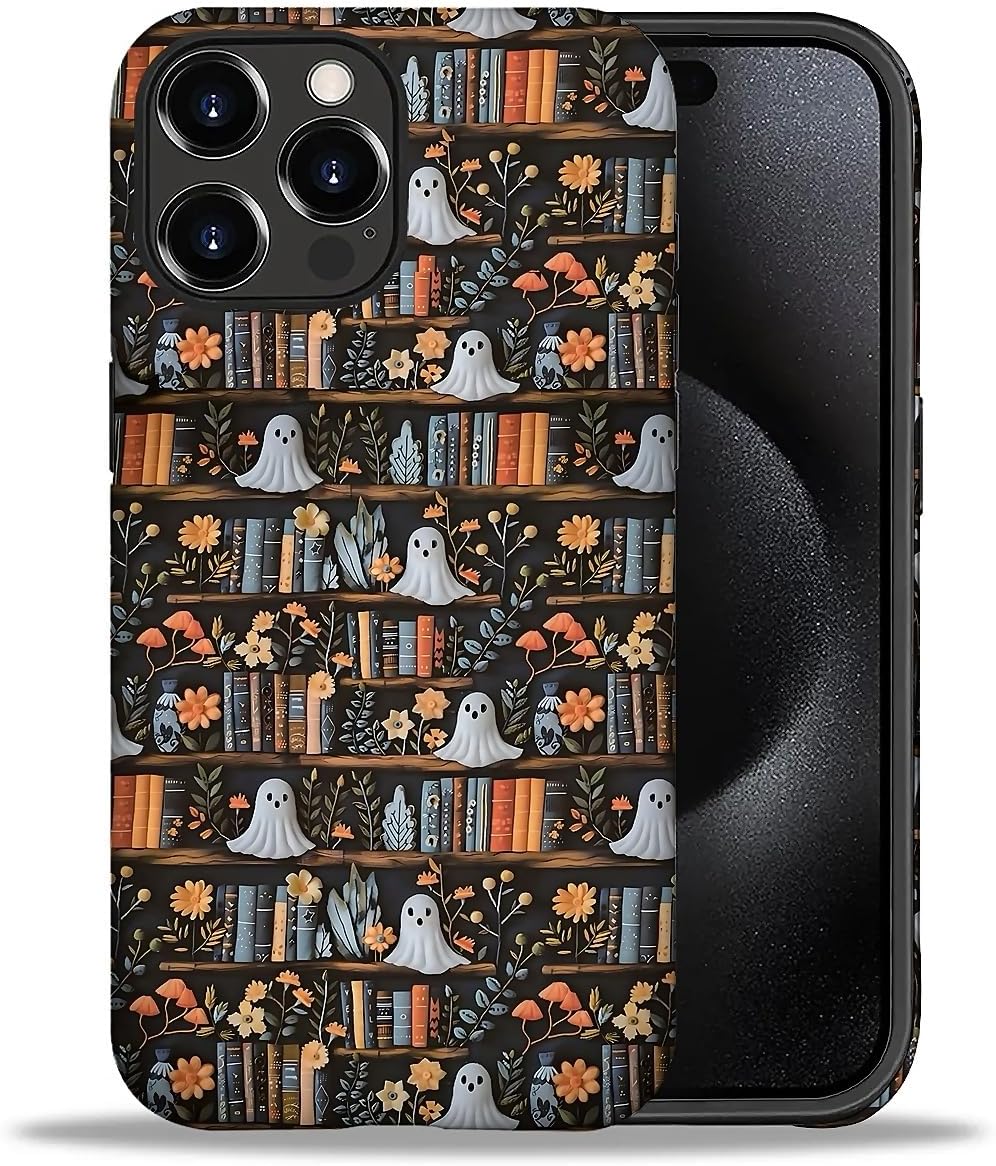 Akinmi 16 16 Case for iPhone Pro Max,Skull On The Bookshelf Exquisitely Pattern Double Protective Phone Cover Cases