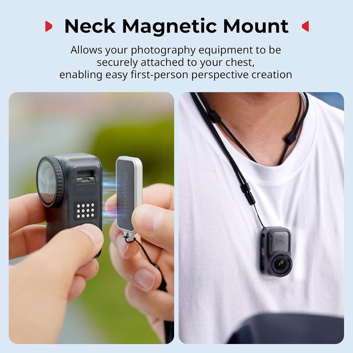 SMALLRIG Insta360 3S, Magnetic Mount for DJI Osmo Nano, for GO with Neck Strap, Wrist Strap, Anti-Loss Hanging Hole