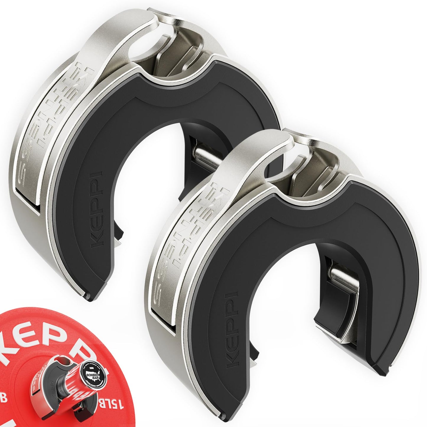 Olympic Barbell Clamps 2 Inch (Pair) - Quick Release Magnetic Barbell Clips with Anti Slip Grip，Aluminum Magnetic Weight Clips for Workout Weightlifting Fitness Training Gym