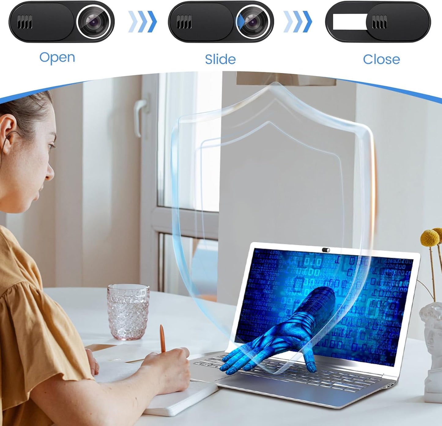 Toojcc Slide,3 Large+3 3/Y Laptop Camera Cover Small Ultra Thin Webcam Cover for Laptop,Computer,Tablet,Apple Devices