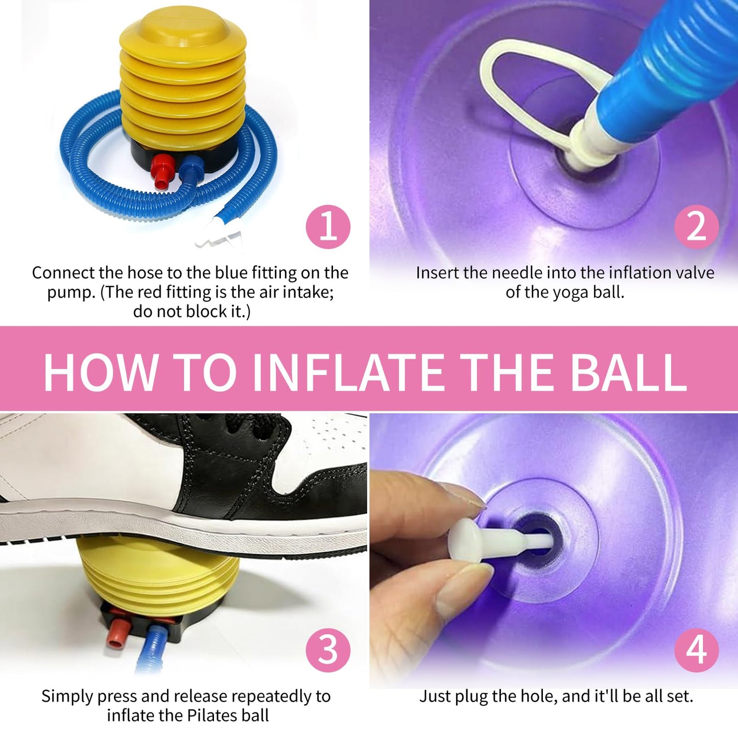WIFOCU 5 Pcs 26 Inch Anti-Burst Yoga Exercise Ball, Anti-Slip Heavy Duty Gym Ball for Fitness, Core, Balance, Prenatal Workout, Office Chair with Quick Pump