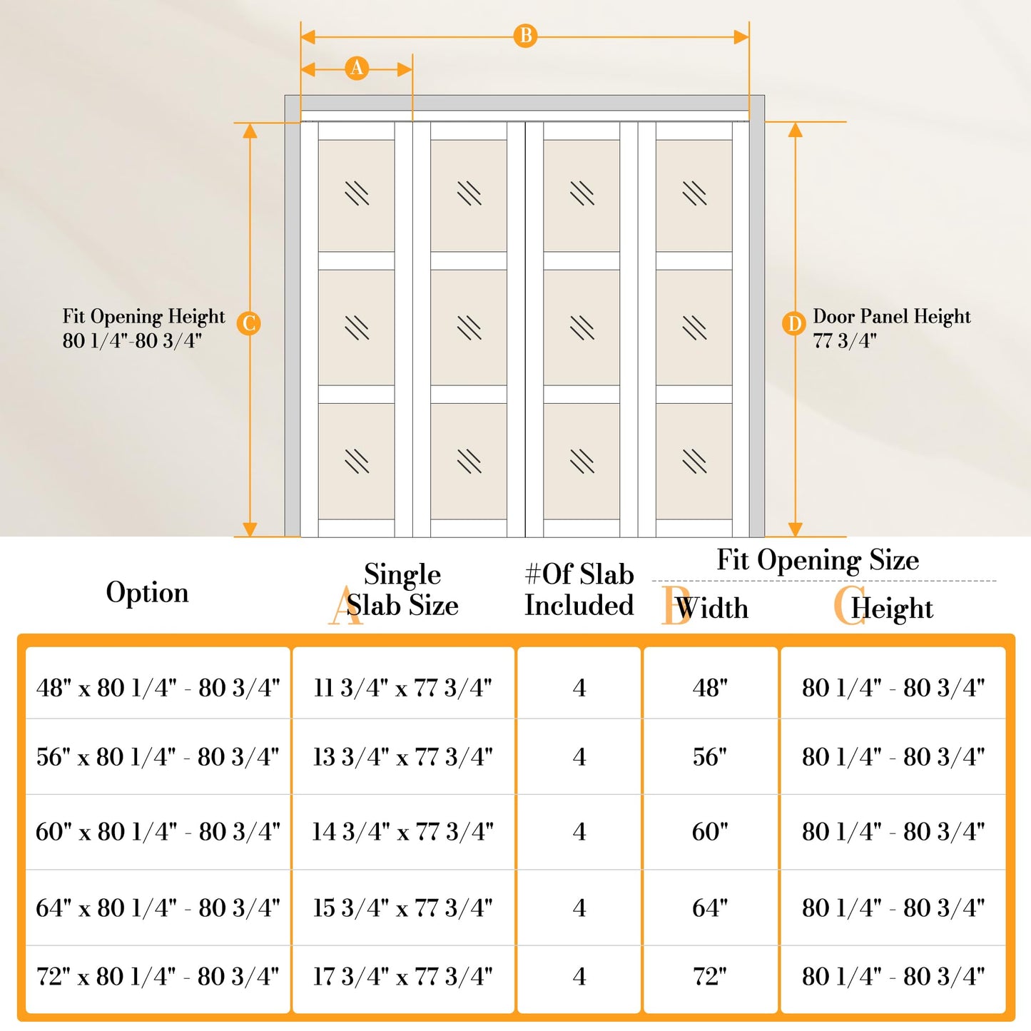 JuJuBon Bifold Doors for 72"x 80" Opening, 3-Lite Tempered Frosted Glass Closet Door with Sliding Hardware Kit, Interior Bi Fold Doors for Pantry, Solid Build Quality & Easy Install