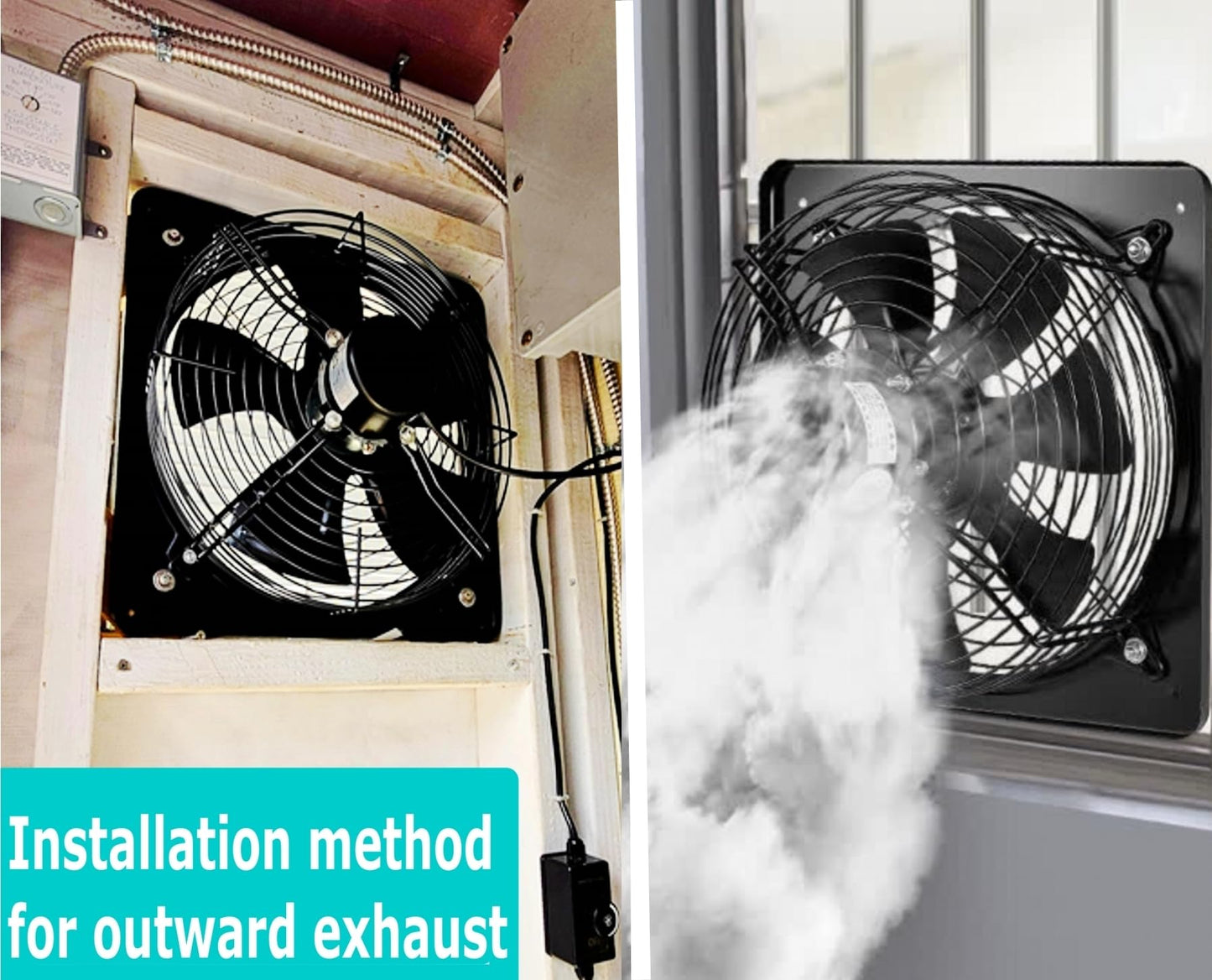 12 Inch Window Exhaust Wall Mounted Ventilation Basement Extractor Industrial Fan 720 CFM High-Speed1460 RPM Industrial Fan for Home Garage Office Commercial Use (12 Inch+Speed Control)