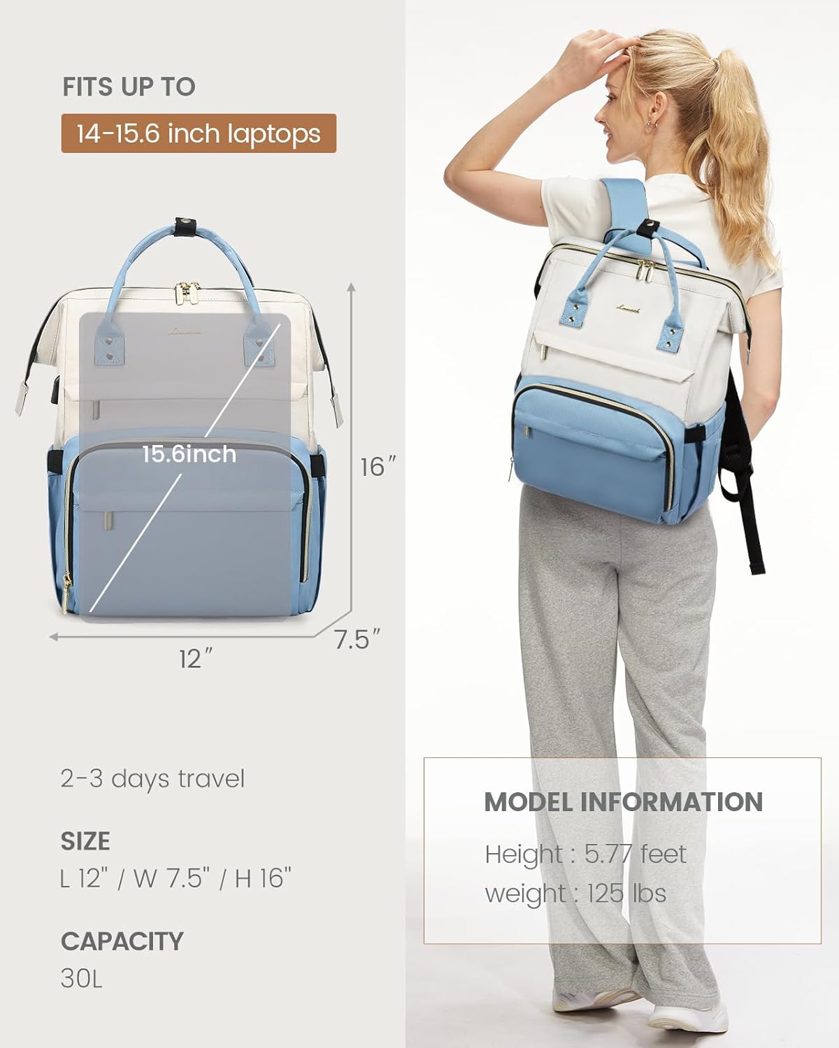 Backpack Backpacks Backpack 15.6-Inch LOVEVOOK Laptop for Women Fashion Business Computer Travel Bags Purse Doctor