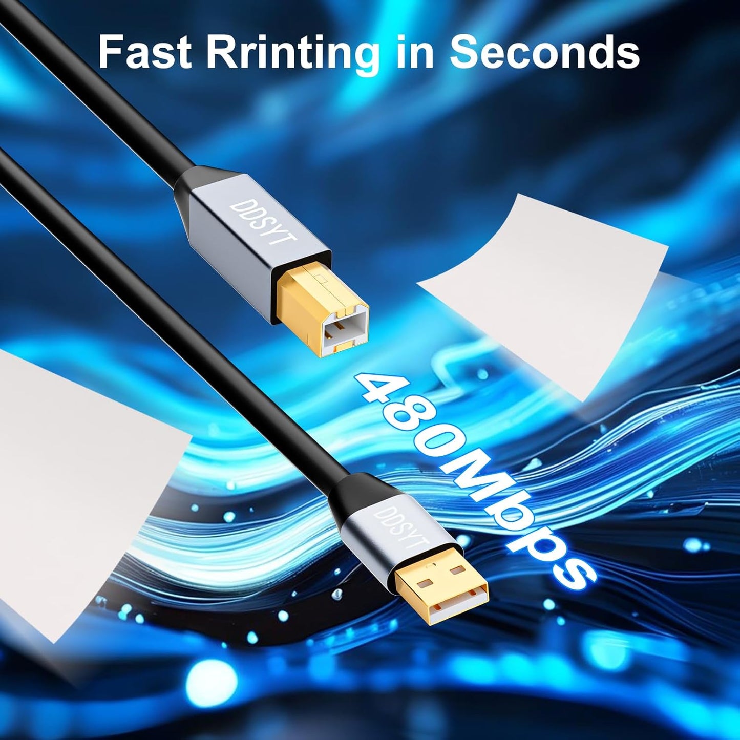 DDSYT 2.0 50 Active USB Printer Cable with Signal Booster for Remote Office Scanners and MIDI Pianos FT