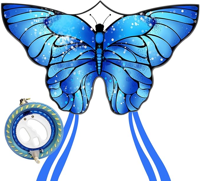Butterfly Kites for Kids and Adults, Easy to Fly Large Single Line Kite for Boys and Girls - 55" x 28" Beach Kite for Beginners, 300ft String Handle Included