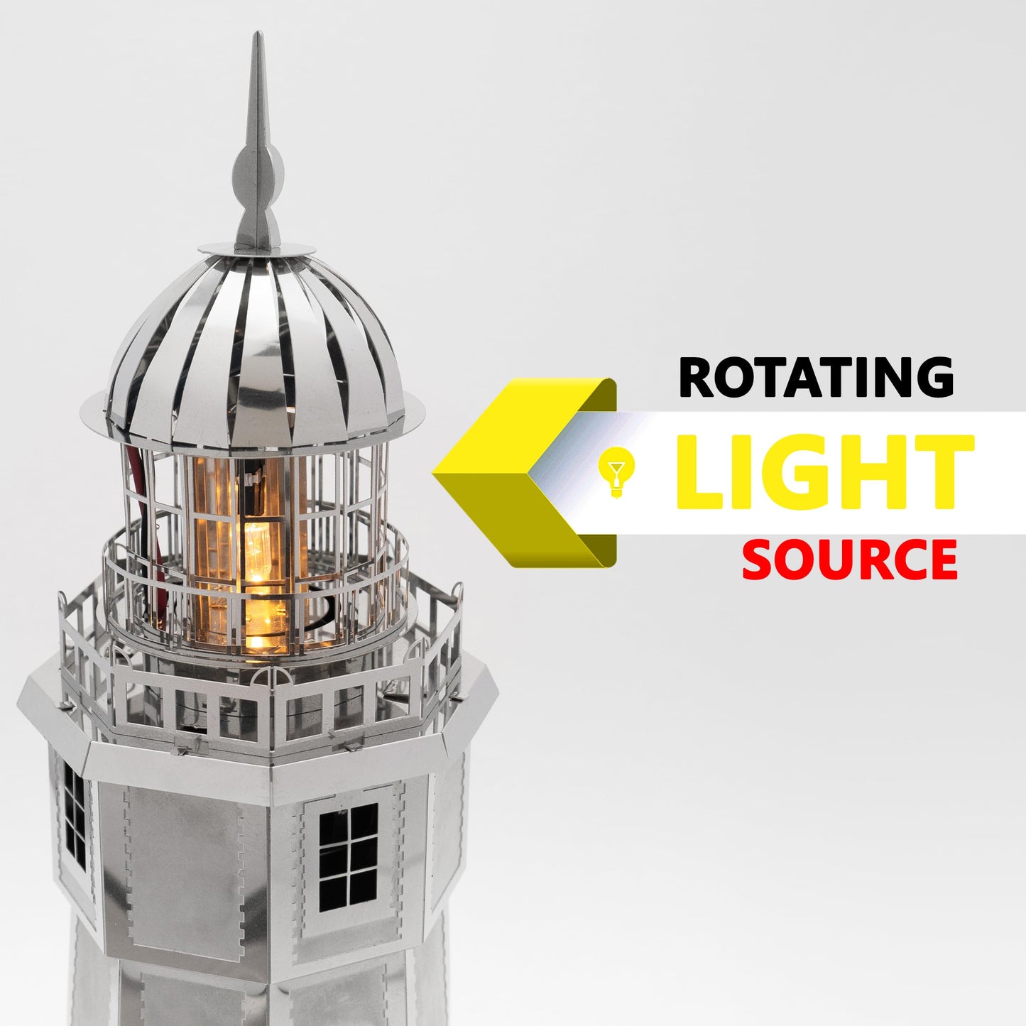 METAL-TIME 3D Architecture Metal Model Electrical Lighthouse DIY Construction Kit | Lighted Kit Assembly & Disassembly | Stainless Steel Improve Thinking 3D Puzzles Sailors Companion