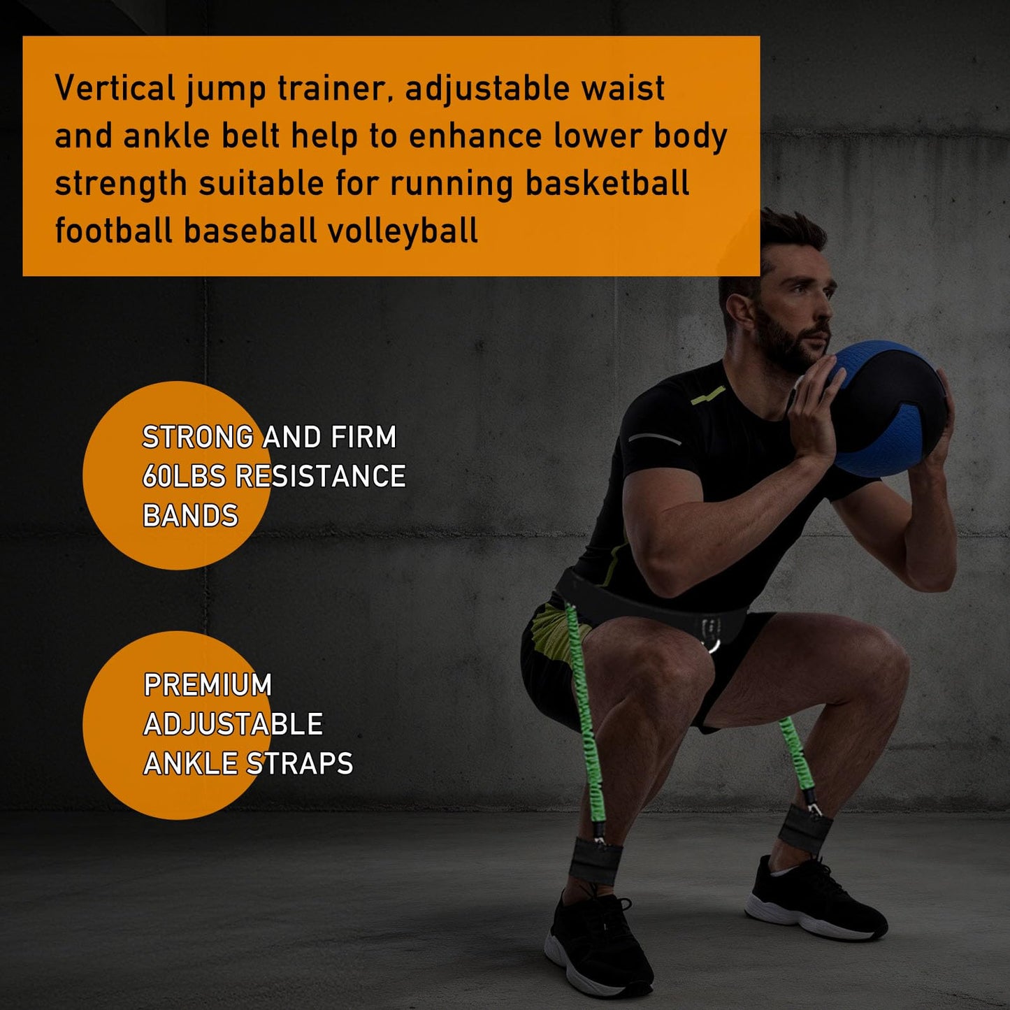 Tuyzhrymlic Leg Training Equipment, Vertical Jump Trainer Helps to Improve Strength Agility Explosive on Lower Body Suitable for Basketball Tennis Football Boxing Volleyball Running Men and Women