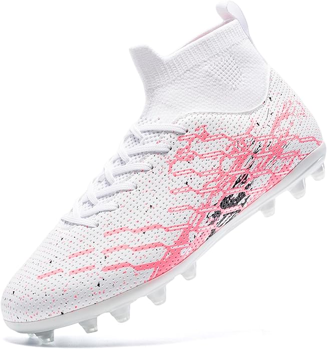 Unisex Soccer Cleats Lightweight No-Tie Lacing System Multi-Surface Football Shoes with Ankle Support for Beginners to Advanced Players
