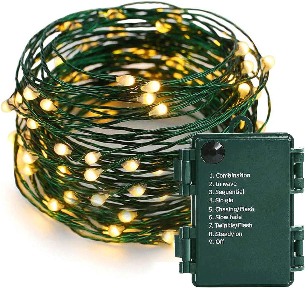 Skiennix Battery Operated Starry Lights - 18FT with 50 Warm White Micro LEDs | Waterproof for Christmas & Weddings