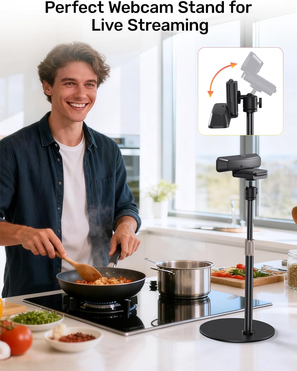jidinung 360 C922 C930e C920S C920 C615 C960 N60 1/4" Webcam Tripod Stand for Desk Height Adjustable & Swivel Webcam