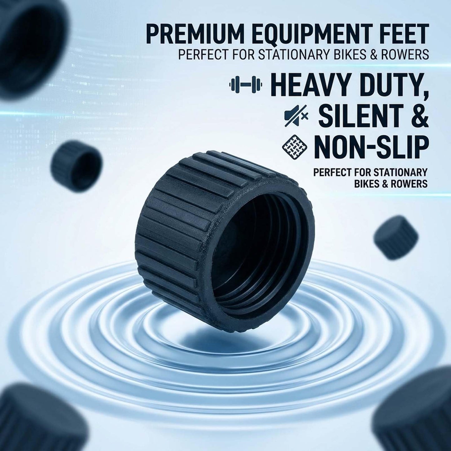8Pcs Rubber Leg Caps for Fitness Equipments 1.5" & 1.97" Round Exercise Machine Rubber Tips Black Floor Protector for Recumbent Exercise Bike Exercise Bench Stair Stepper Non-Slip Noise Reducing
